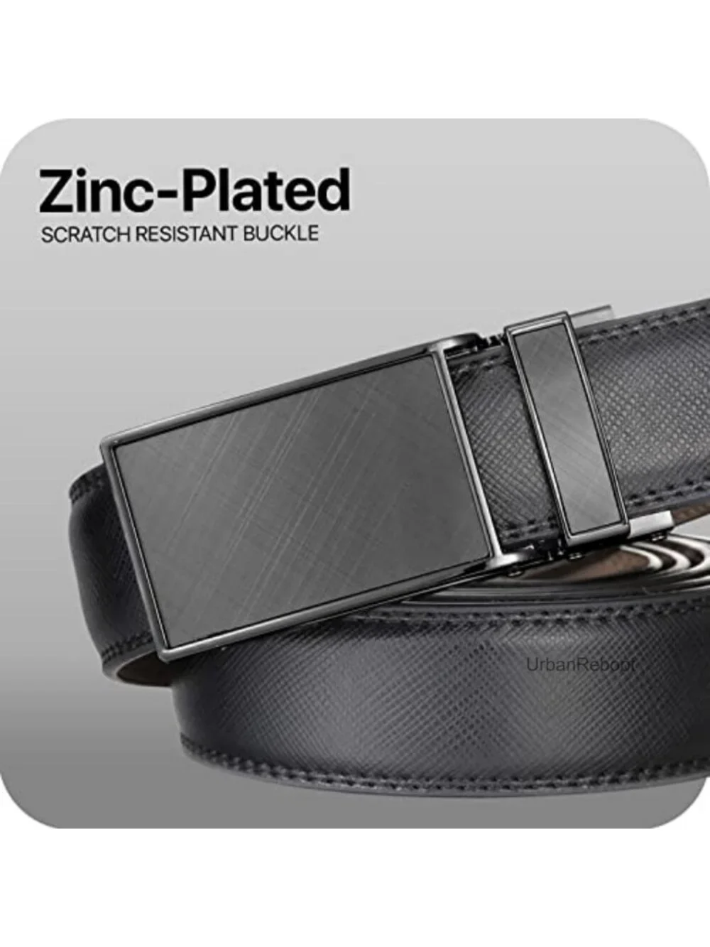 Men's Ratchet Leather Dress Belt Adjustable 38 Positions